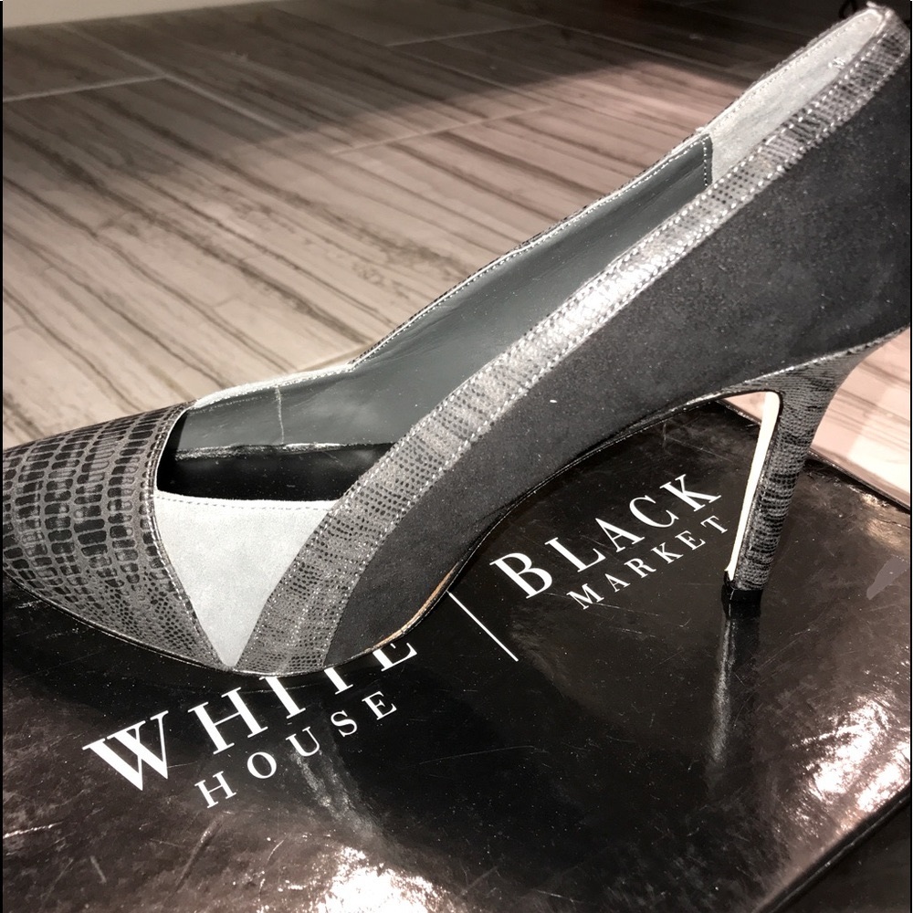 WHBM Nora black and grey pump